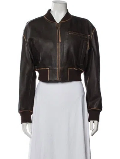 Pre-owned Arma Leather Bomber Jacket In Brown