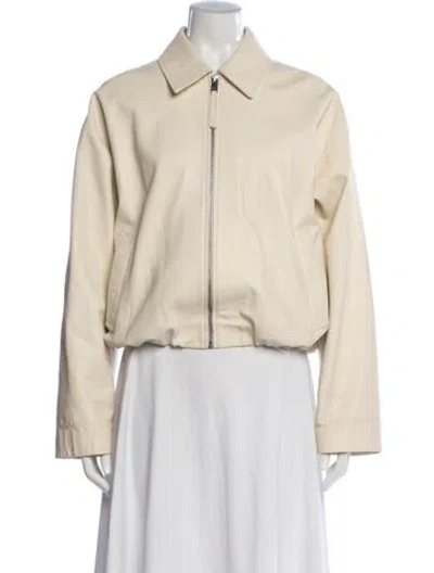 Pre-owned Arma Leather Bomber Jacket In Neutrals