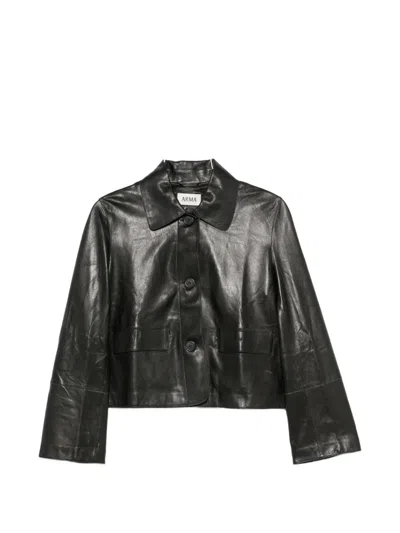 Arma Leather Button-up Jacket In Multi