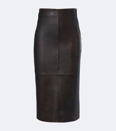 Arma Leather Pencil Skirt In Brown