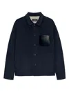 Arma Leather-pocket Wool Overshirt In Blue