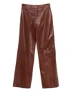 Arma Leather Straight-leg Trousers In Brown