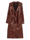 Arma Leather Trench Coat In Brown