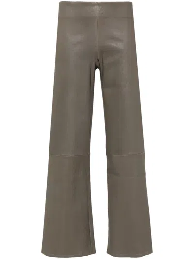 Arma Leather Trousers In Grey