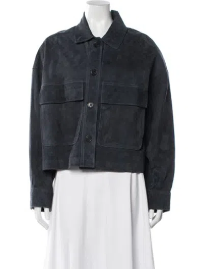 Pre-owned Arma Leather Utility Jacket In Blue