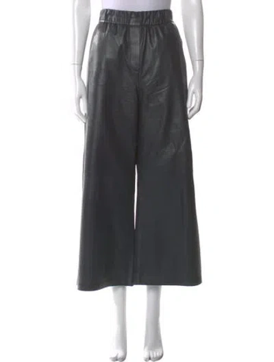 Pre-owned Arma Leather Wide Leg Pants In Gray