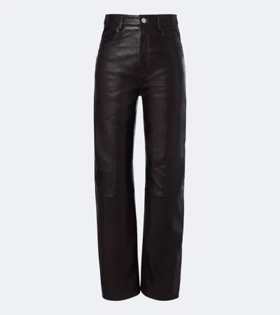 Arma Leather Wide-leg Pants In Brown