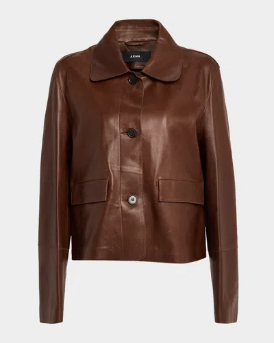 Arma Leder Button-down Leather Jacket In Brown