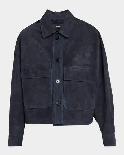 Arma Leder Miri Boxy Lambskin Suede Jacket In Black