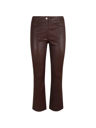Arma Lively Leather Flared Trousers In Burgundy