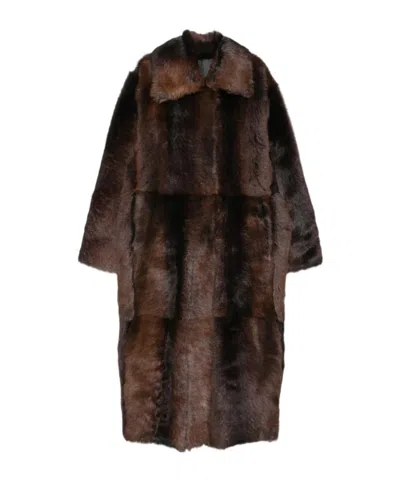 Arma Long Fur Coat In Brown