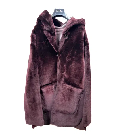 Arma Long Sleeve Coat In Burgundy