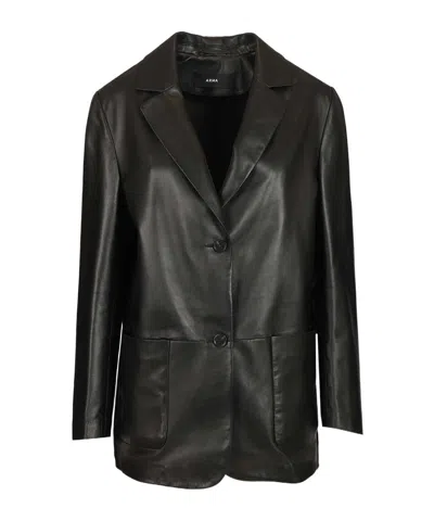 Arma Long-sleeved Leather Jacket In Black