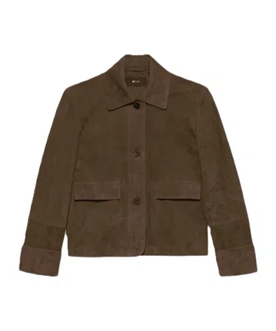 Arma Long-sleeved Leather Jacket In Brown