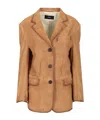 Arma Modena Beige Single-breasted Jacket With Classic Lapels In Suede Woman In Brown