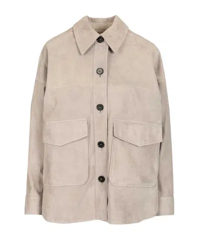 Arma Long-sleeved Leather Jacket In Brown