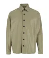 Arma Lush Green Shirt With Classic Collar And Contrasting Buttons In Leather Man In Nude