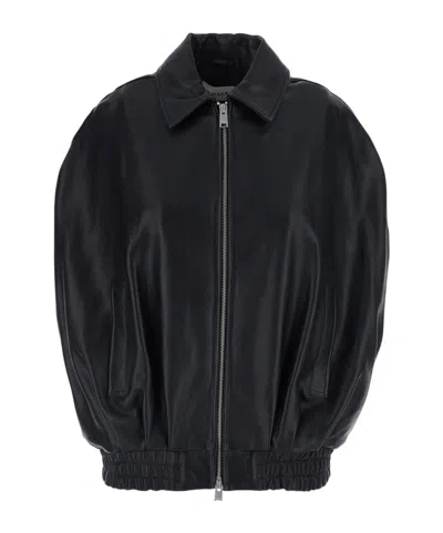 Arma Bina Elasticated-hem Leather Jacket In Black