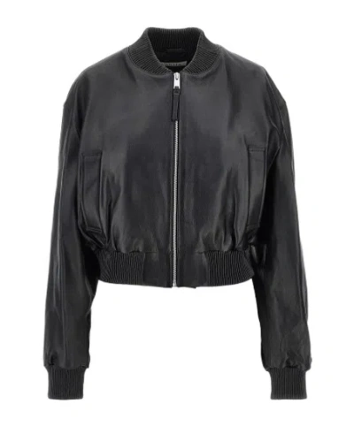 Arma Hannan Leather Bomber Jacket In Black