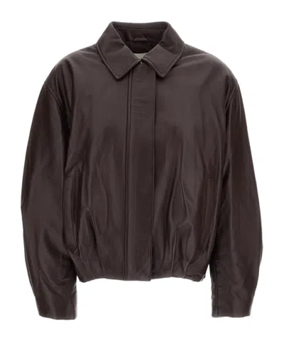 Arma Long-sleeve Leather Jacket In Black