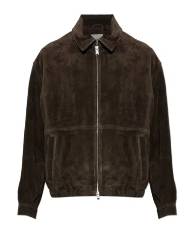 Arma Long-sleeve Leather Jacket In Brown