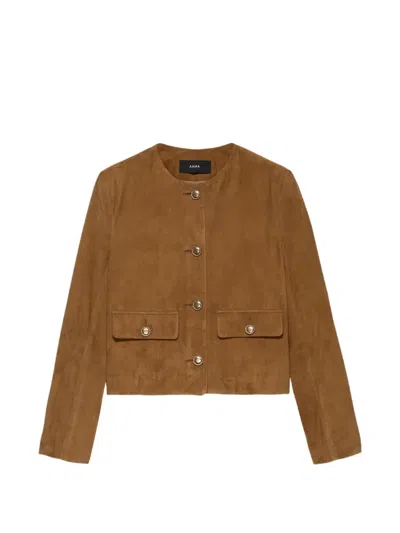 Arma Lorenne Collarless Jacket In Brown