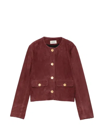 Arma Lorenne Goat-suede Jacket In Burgundy