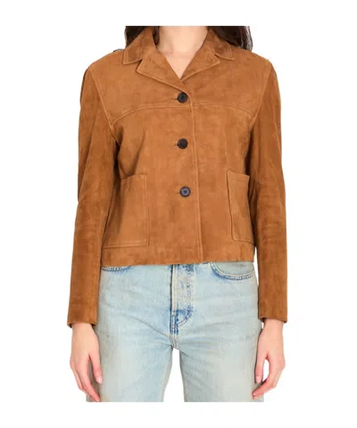 Arma Long-sleeved Leather Jacket In Brown