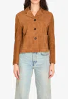 Arma Lotus Suede Leather Jacket In Brown