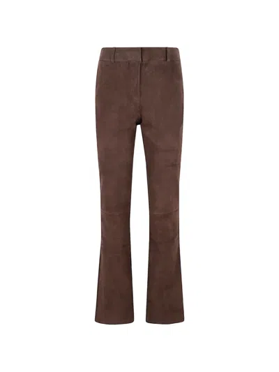 Arma Lucia Suede Flared Trousers In Brown