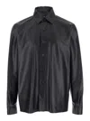 Arma Lush Black Shirt With Classic Collar And Contrasting Buttons In Leather Man In Black
