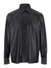 Arma Lush Black Shirt With Classic Collar And Contrasting Buttons In Leather Man