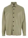 Arma Lush Green Shirt With Classic Collar And Contrasting Buttons In Leather Man In Green