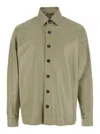 Arma Lush Green Shirt With Classic Collar And Contrasting Buttons In Leather Man
