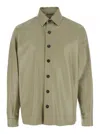 Arma Lush Green Shirt With Classic Collar And Contrasting Buttons In Leather Man In Green