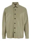 Arma Lush Green Shirt With Classic Collar And Contrasting Buttons In Leather Man In Green