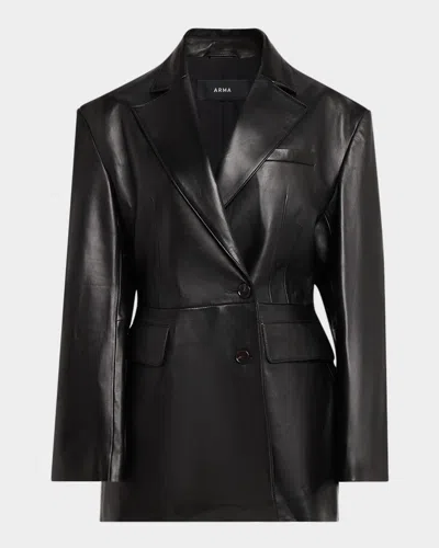 Arma Lydia Single-breasted Lambskin Leather Jacket In Black