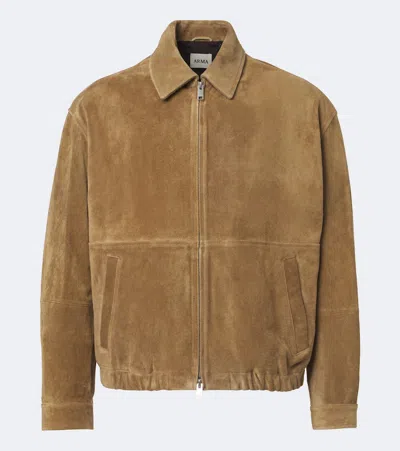 Arma Maddox Suede Blouson Jacket In Olive