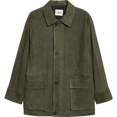 Arma Maeve Lambskin Suede Field Jacket In Green