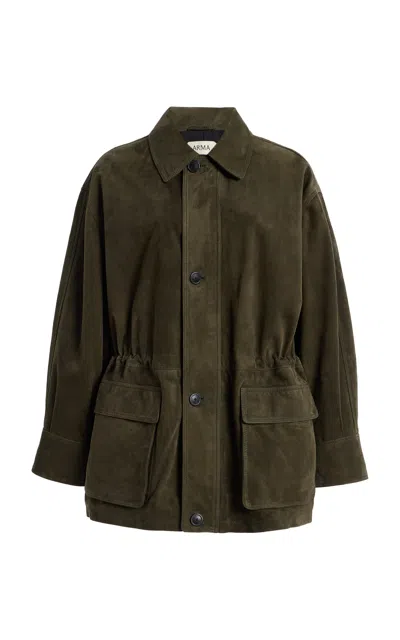 Arma Maeve Relaxed Suede Jacket In Green