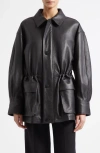 Arma Black Maeve Leather Drawstring Jacket In Black