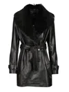Arma Long Sleeve Lapel Leather Jacket In Black