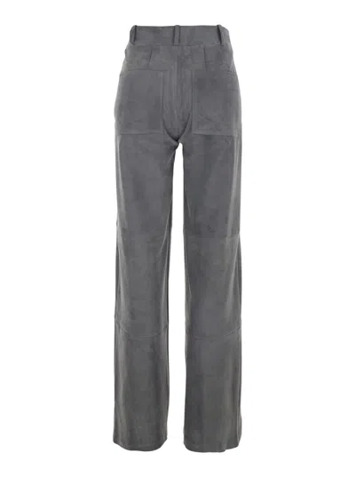 ARMA GREY PANTS WITH BELT LOOPS IN SUEDE WOMAN