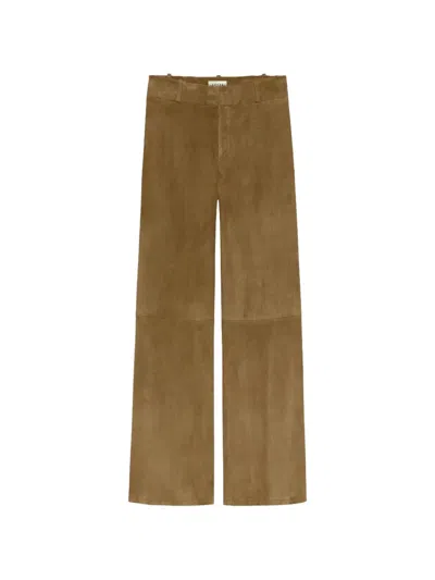Arma Marina Suede Wide-leg Trousers In Brown