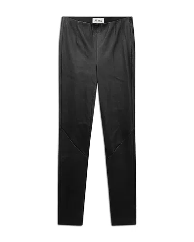 Arma Marlon Leather Zip Hem Pants In Blue