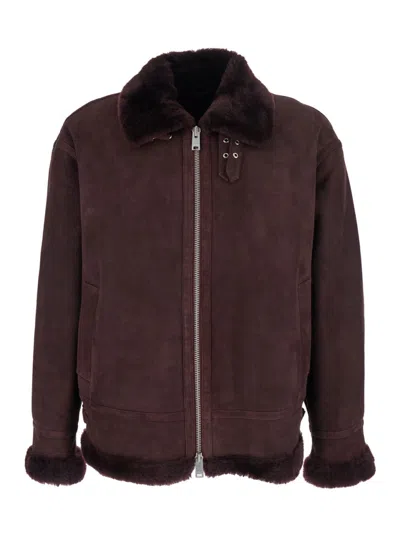 Arma Maroon Shirt Collar Jackets In Red