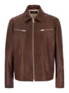 Arma Maze Brown Jacket With Classic Collar And Zipped Cuffs In Leather Man In Brown