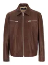Arma Maze Brown Jacket With Classic Collar And Zipped Cuffs In Leather Man In Brown