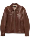 Arma Maze Brown Jacket With Classic Collar And Zipped Cuffs In Leather Man In Brown