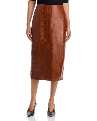 Arma Meeka Embossed Leather Skirt In Brown